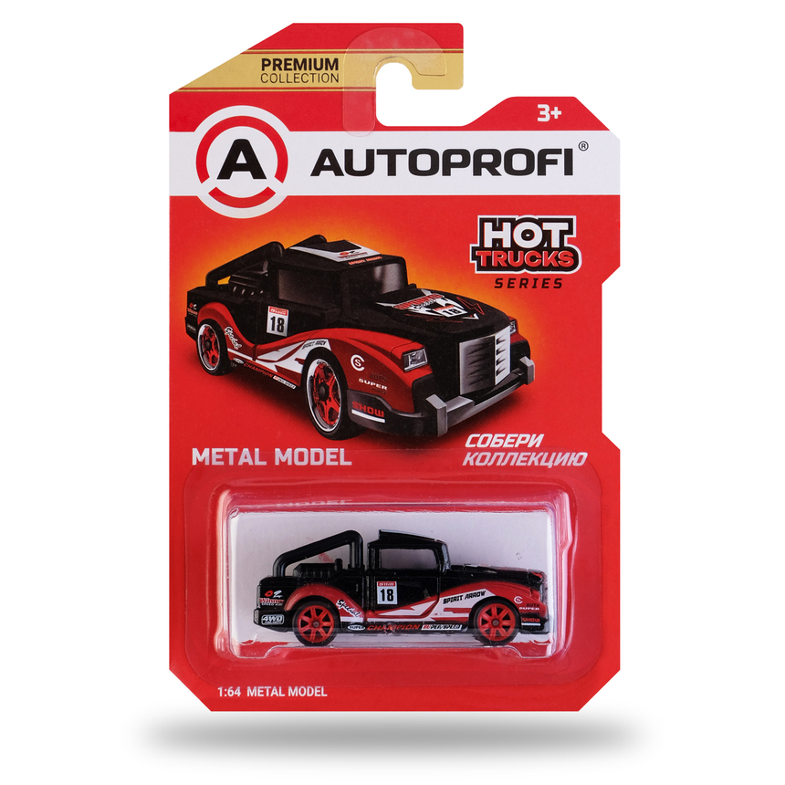 Машинка коллекционная 1:64, Серия HOT TRUCKS, TRU-003 TRU-003 BK/RD