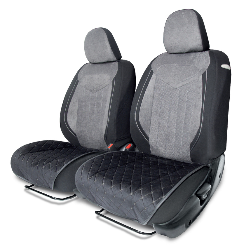 Накидки на нижнюю часть переднего сиденья AUTOPROFI, алькантара ALC-0210 BK/GY