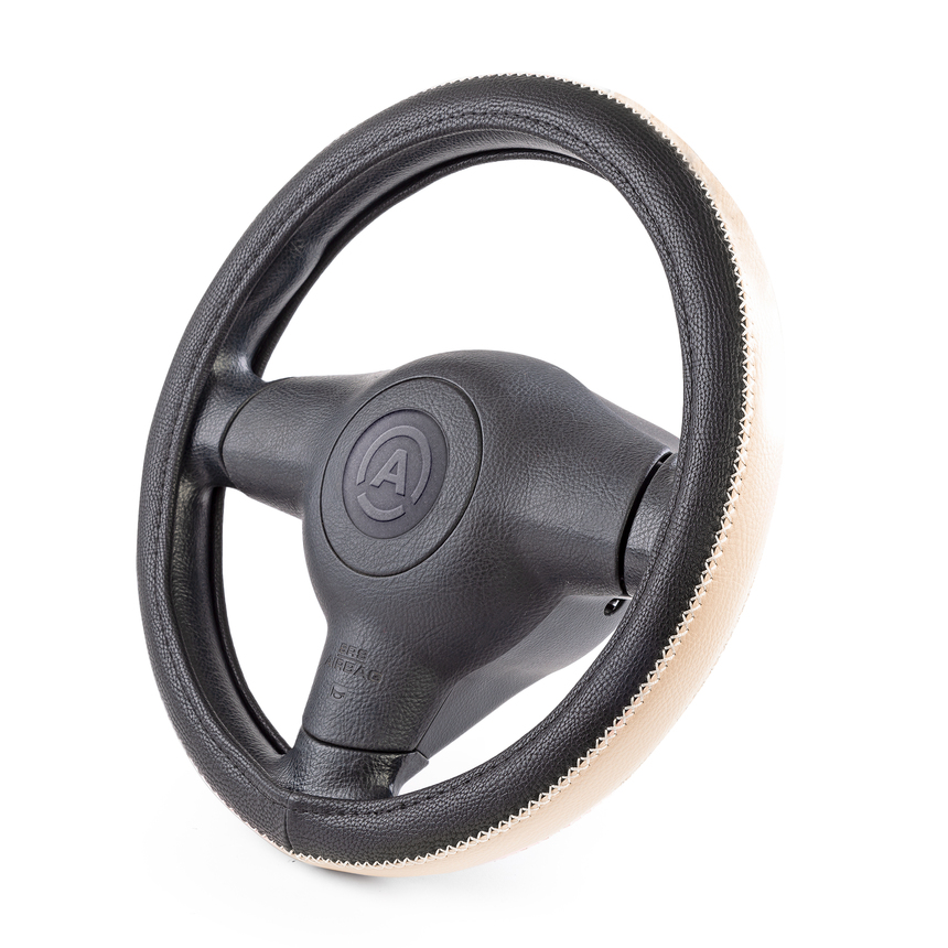 Оплётка руля AUTOPROFI из экокожи AP-1931 BK/BE (M)